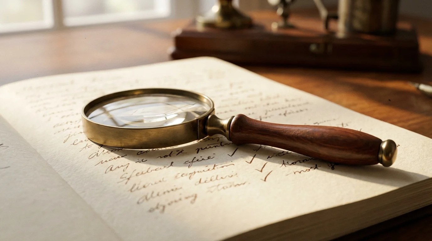 A close-up of a magnifying glass on a planner, symbolizing strategic charitable giving.
