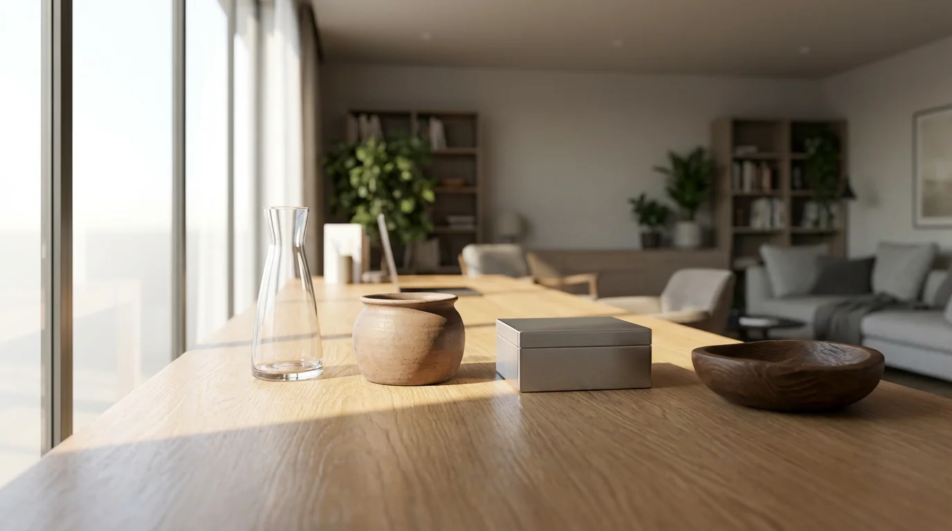A wide shot of diverse containers on a sunlit desk, symbolizing different annuity options.