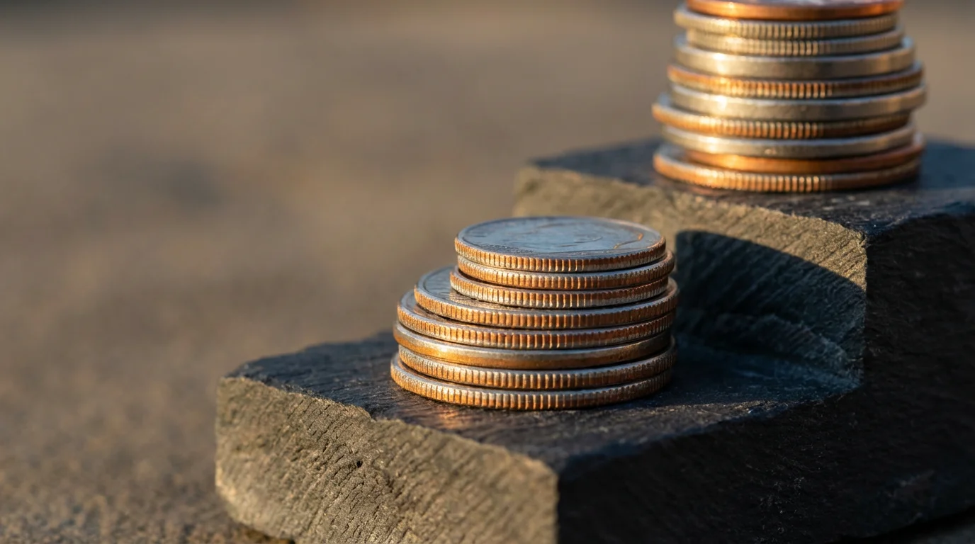 Macro photo of coin stacks on tiered blocks, symbolizing different income levels for premiums.